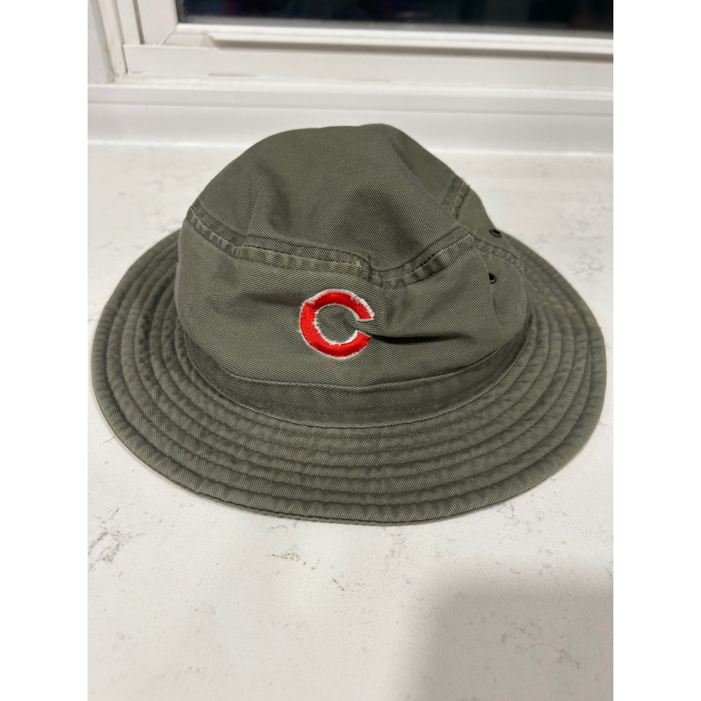 Chicago Cubs MLB Bucket Hat Twins Enterprise Olive Green Cotton Sun Hat OS